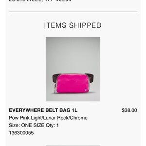 lululemon everwhere belt bag pow pink light/lunar rock/chrome sold out